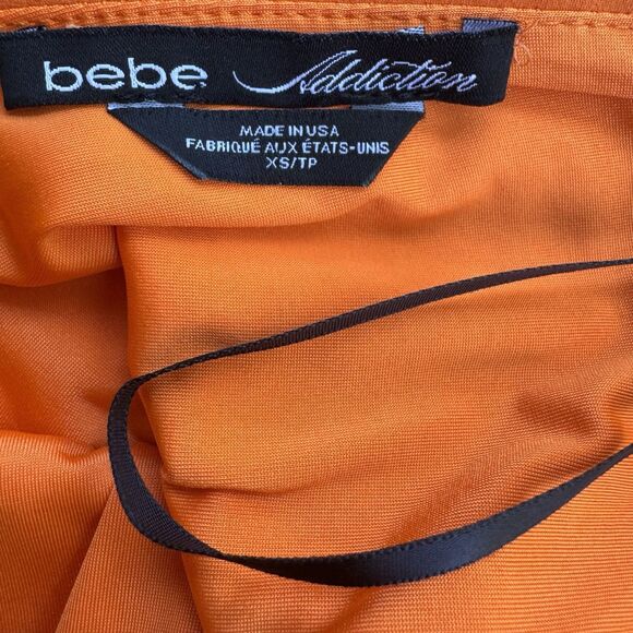 Bebe Addiction Vibrant Orange Fully Lined Bodycon Bodyshape Dress Size XS - Picture 8 of 15
